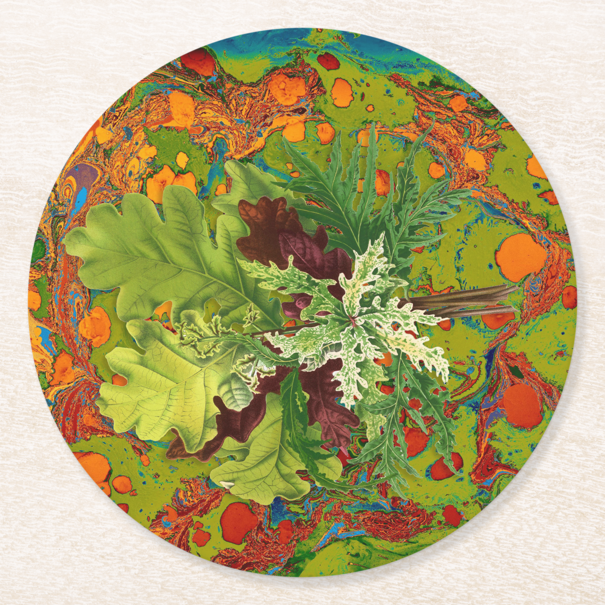 Vintage Voyagers France Teal Round Paper Coaster