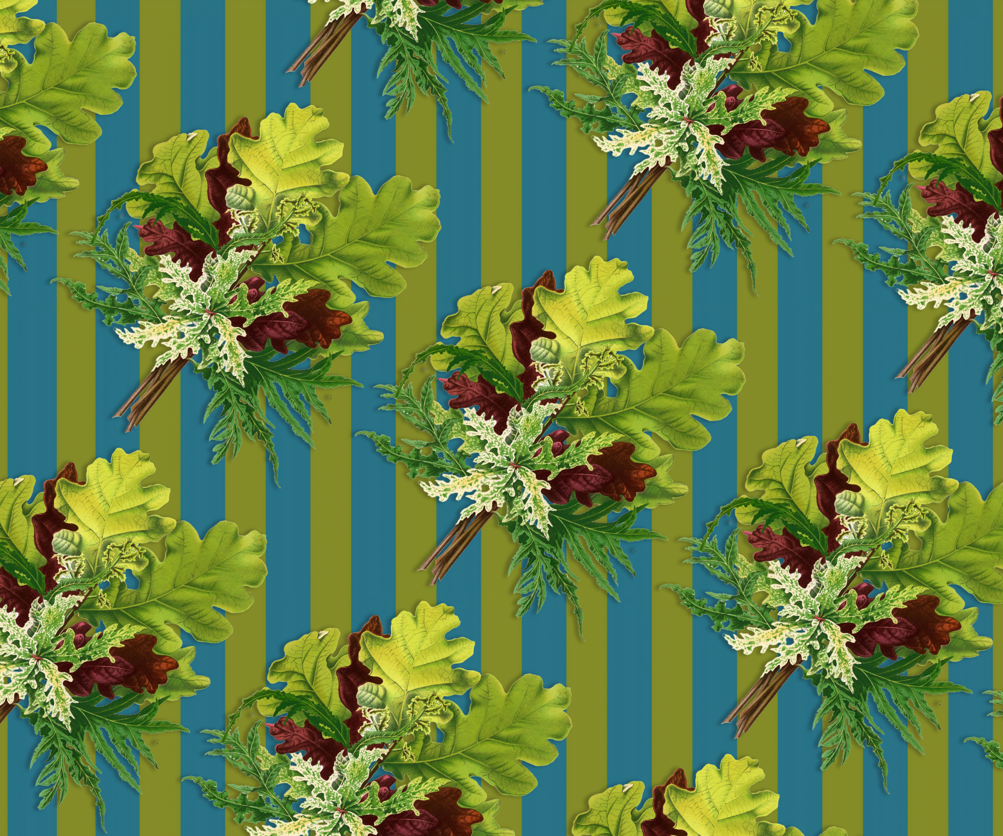 Vintage Voyagers France Les Fleurs Teal Stripe Table Runner