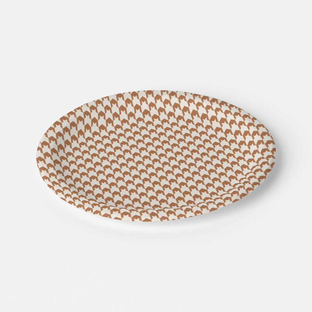 Vintage Voyagers France Terracotta Houndstooth Paper Plates