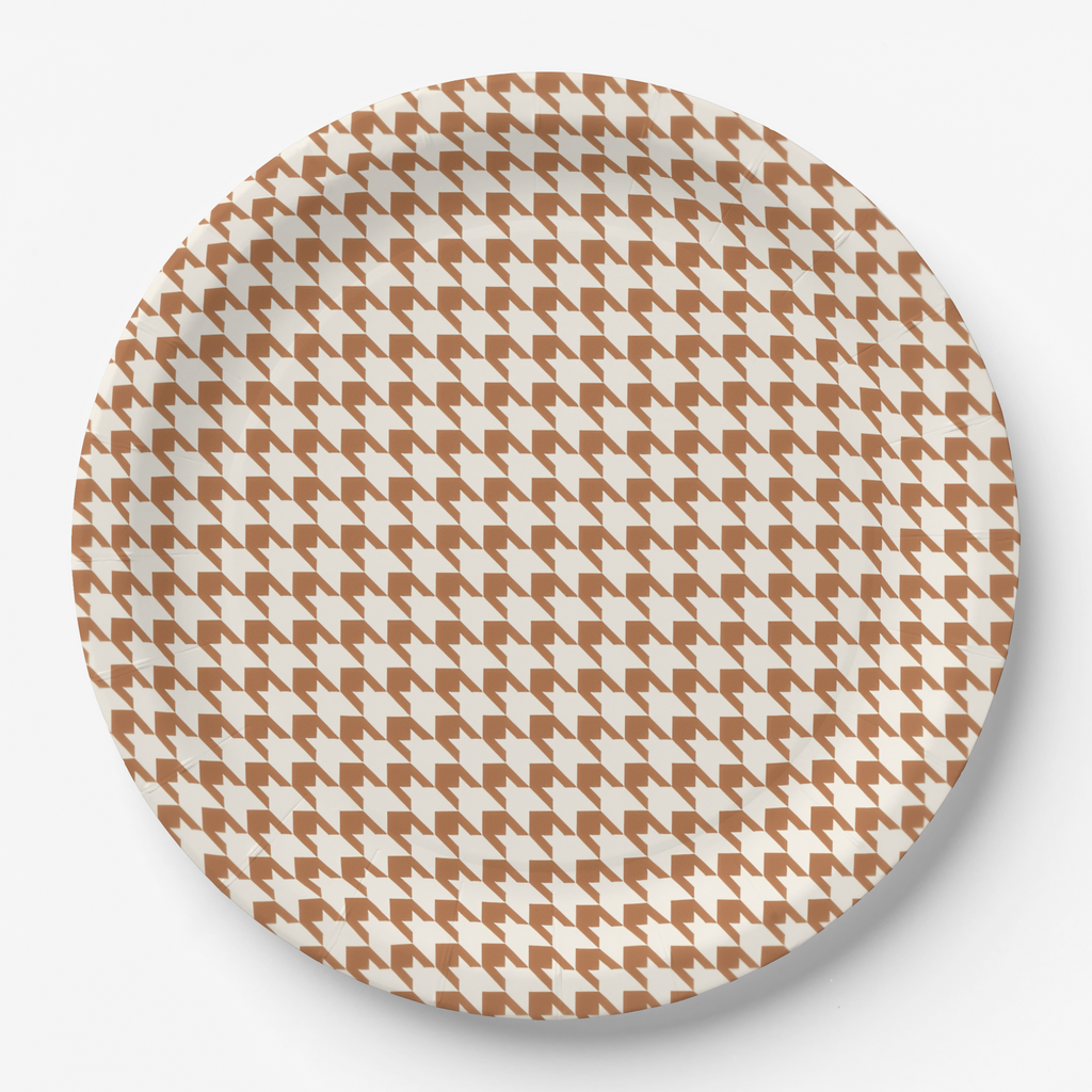 Vintage Voyagers France Terracotta Houndstooth Paper Plates