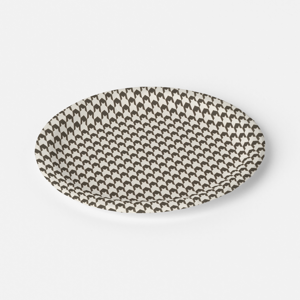 Vintage Voyagers France Umber Houndstooth Paper Plates