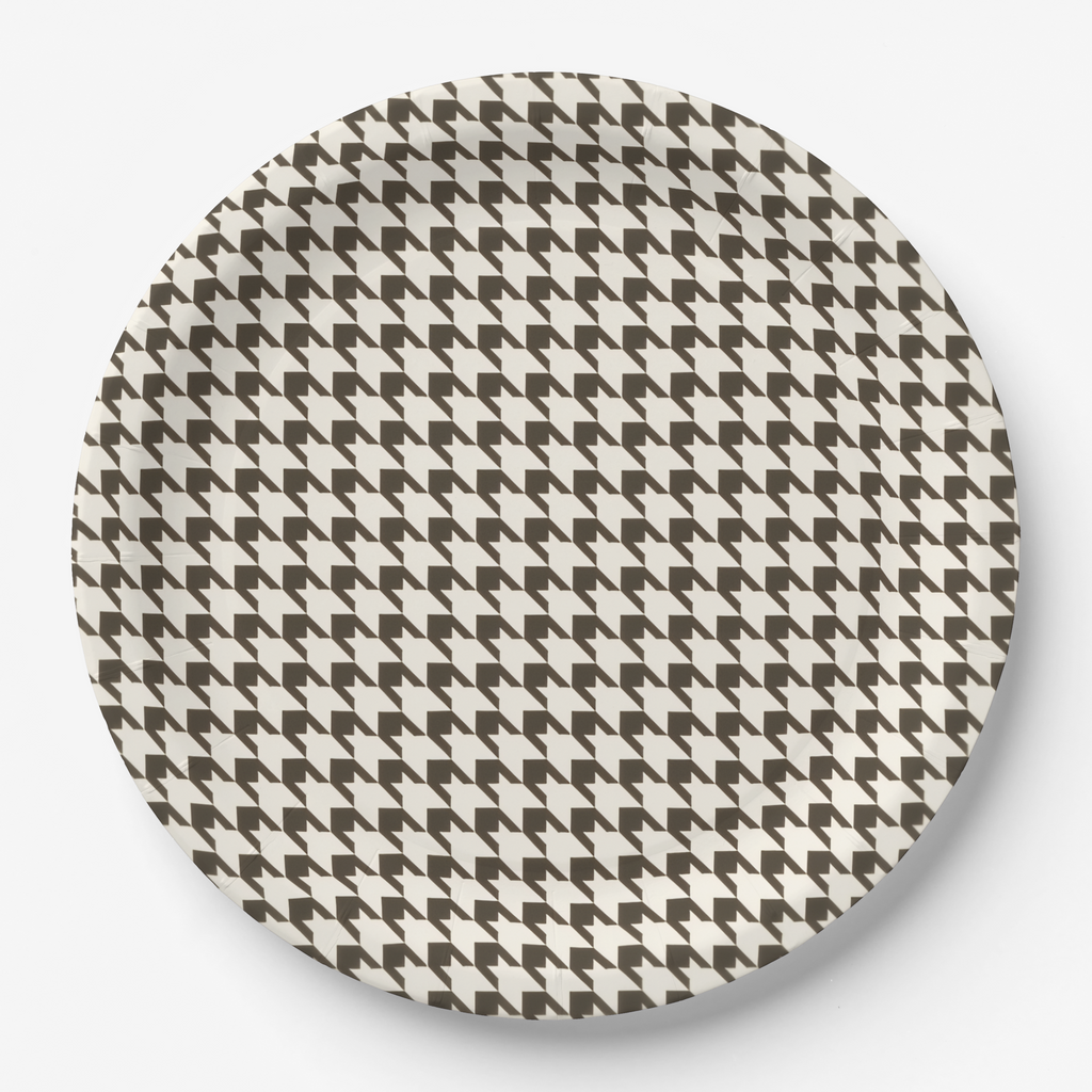 Vintage Voyagers France Umber Houndstooth Paper Plates
