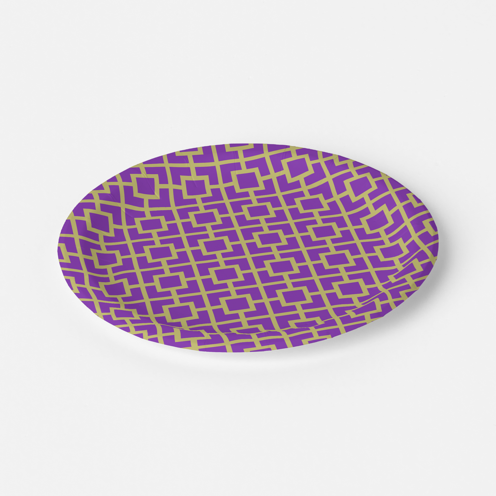 Vintage Voyagers France La Chinoiserie Violet Fretwork Paper Party Plate