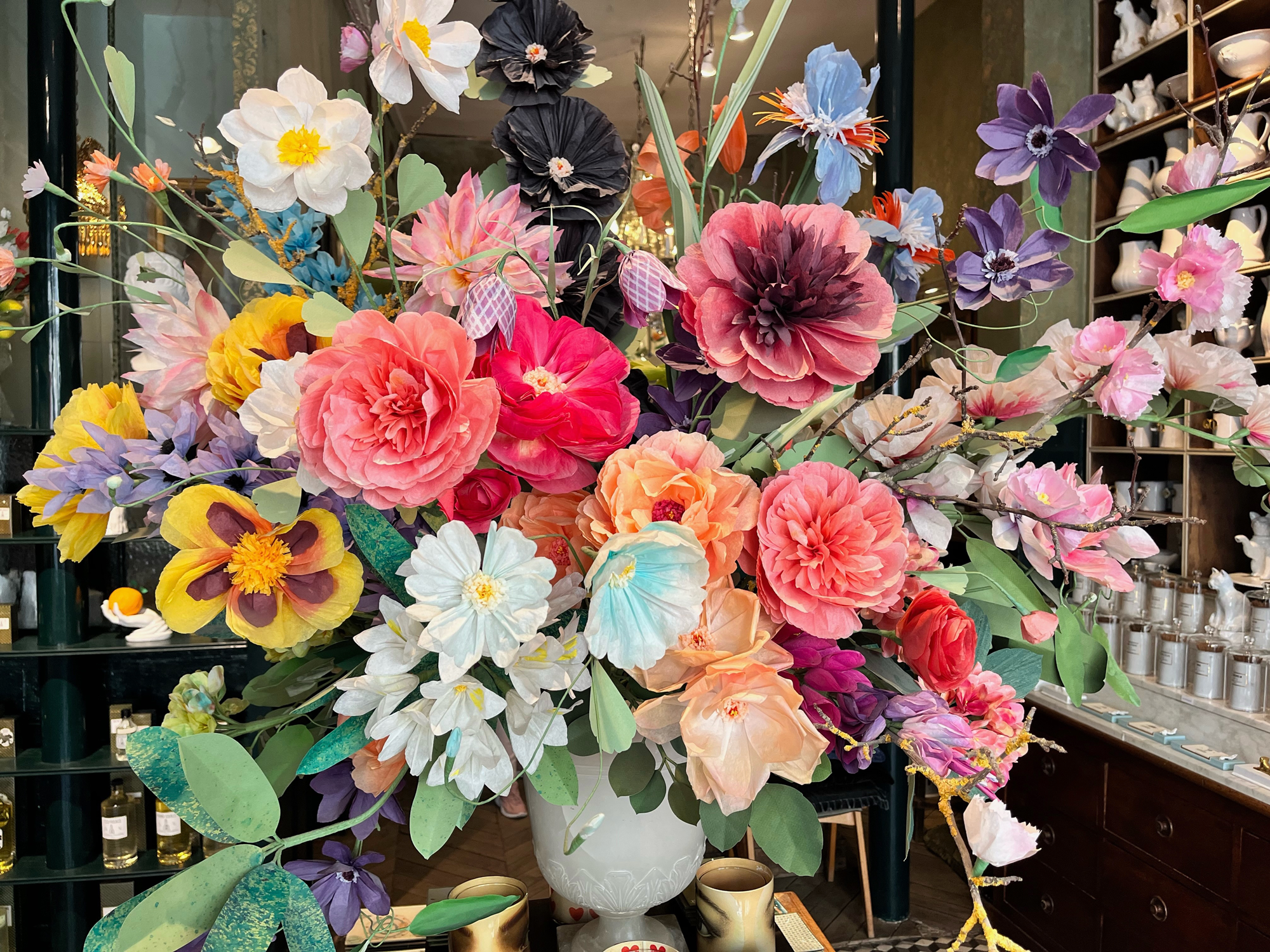 Paper flowers at Astier de Villatte, Paris FR