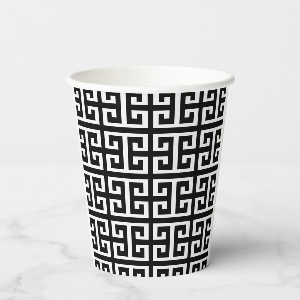 Greek Key paper party cup, back