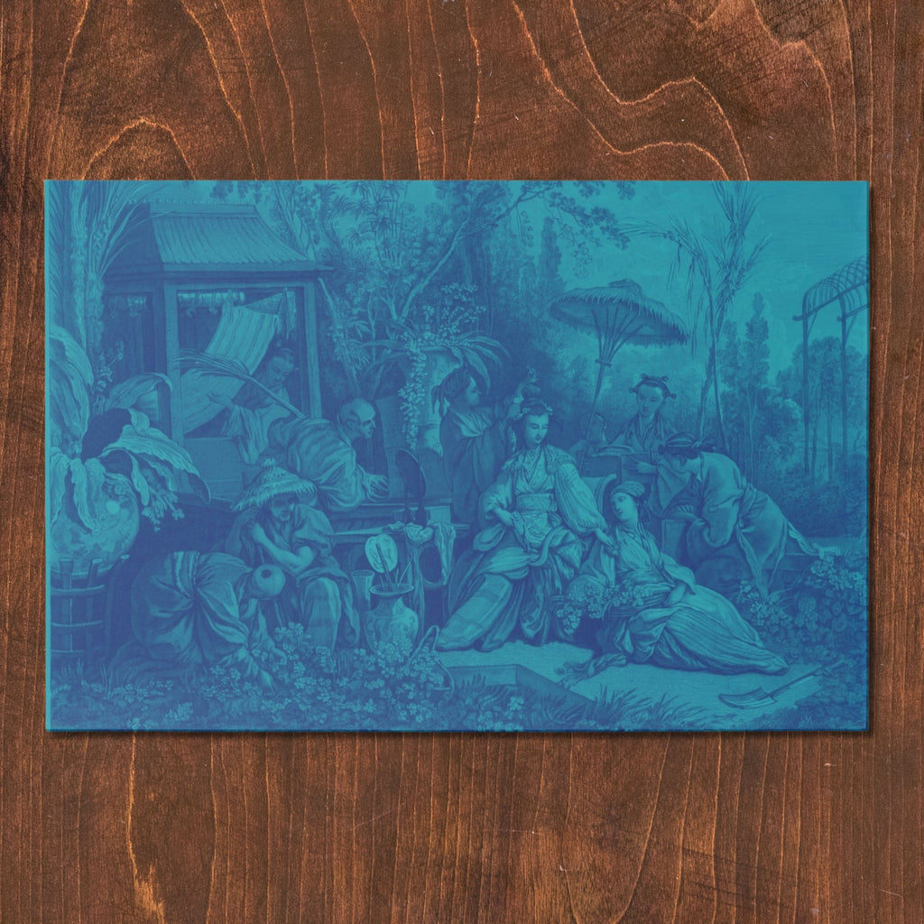 La Chinoiserie Lagoon chinoiserie garden-scene paper placemat