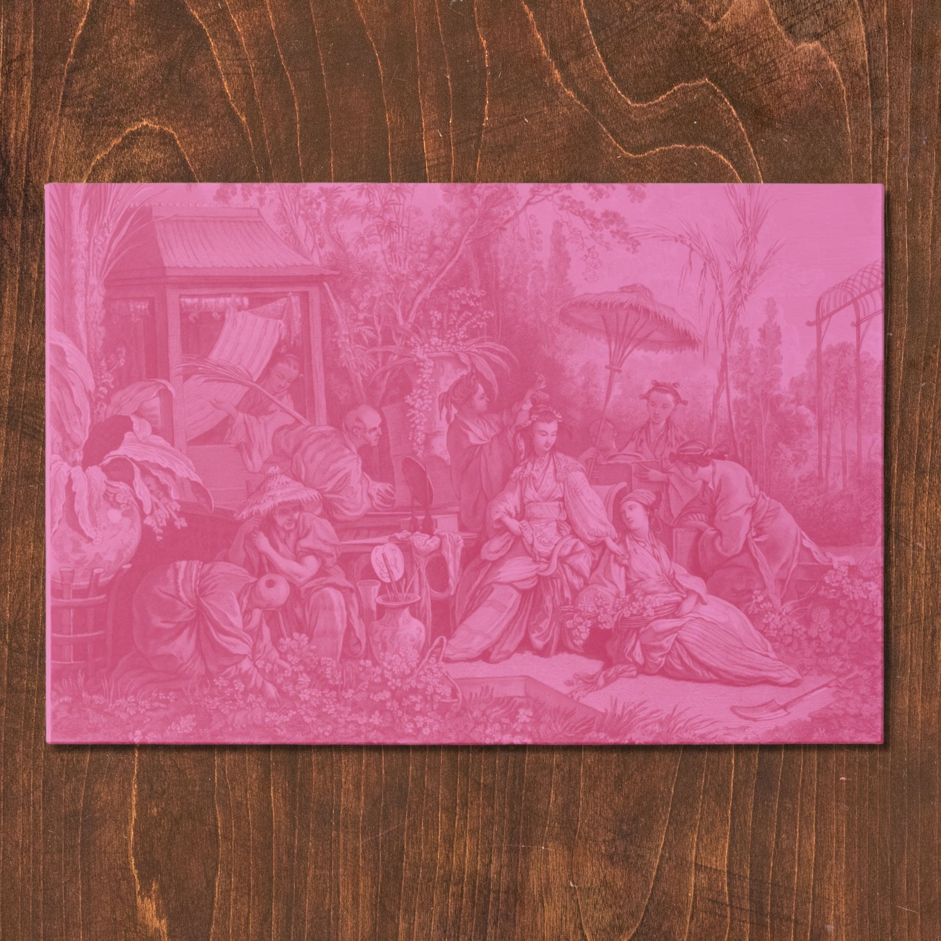 La Chinoiserie Rouge chinoiserie garden-scene paper placemat