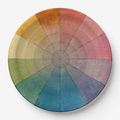 Color wheel on a textured paper party plate