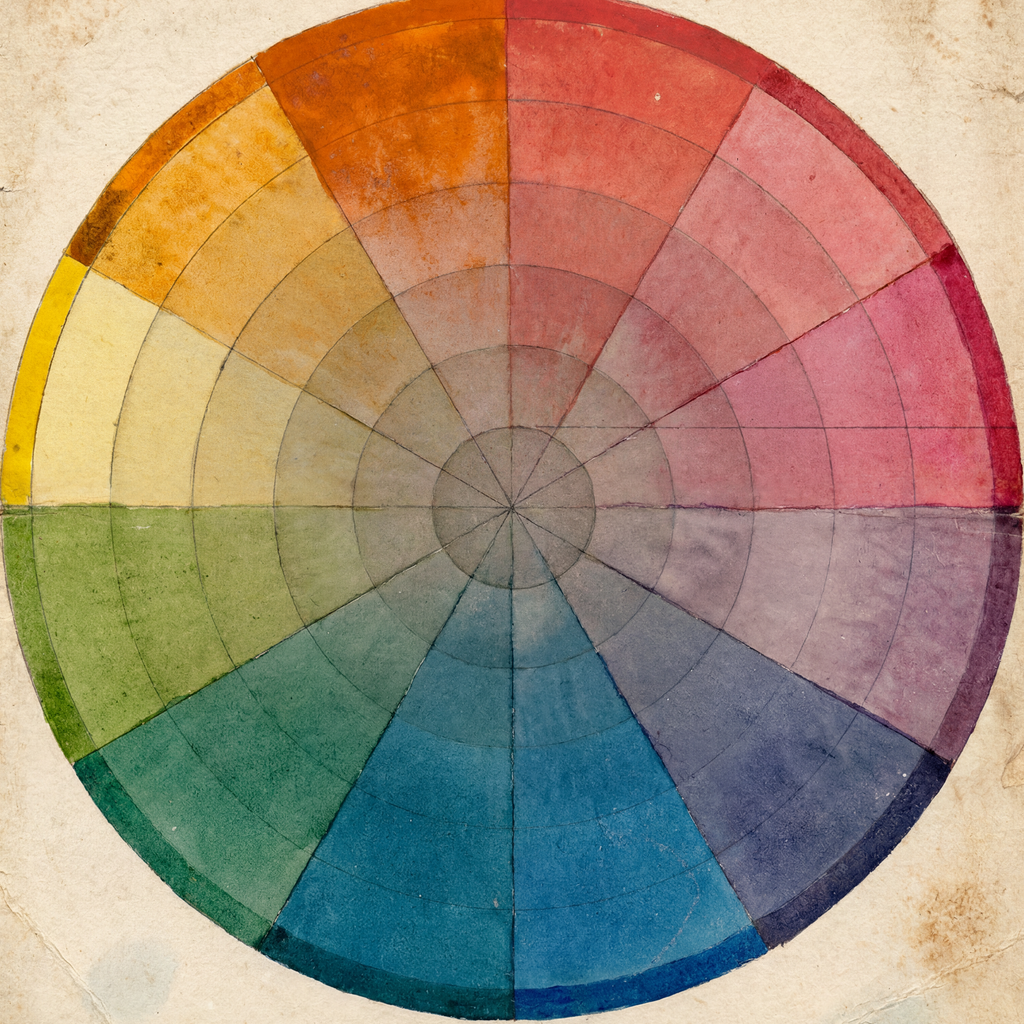 Color wheel on a textured paper party plate