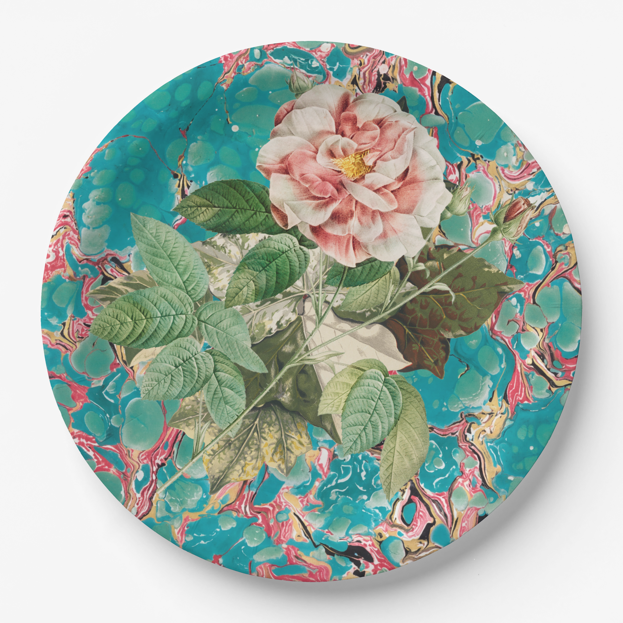 Vintage Voyagers France Aqua Floral Party Plate