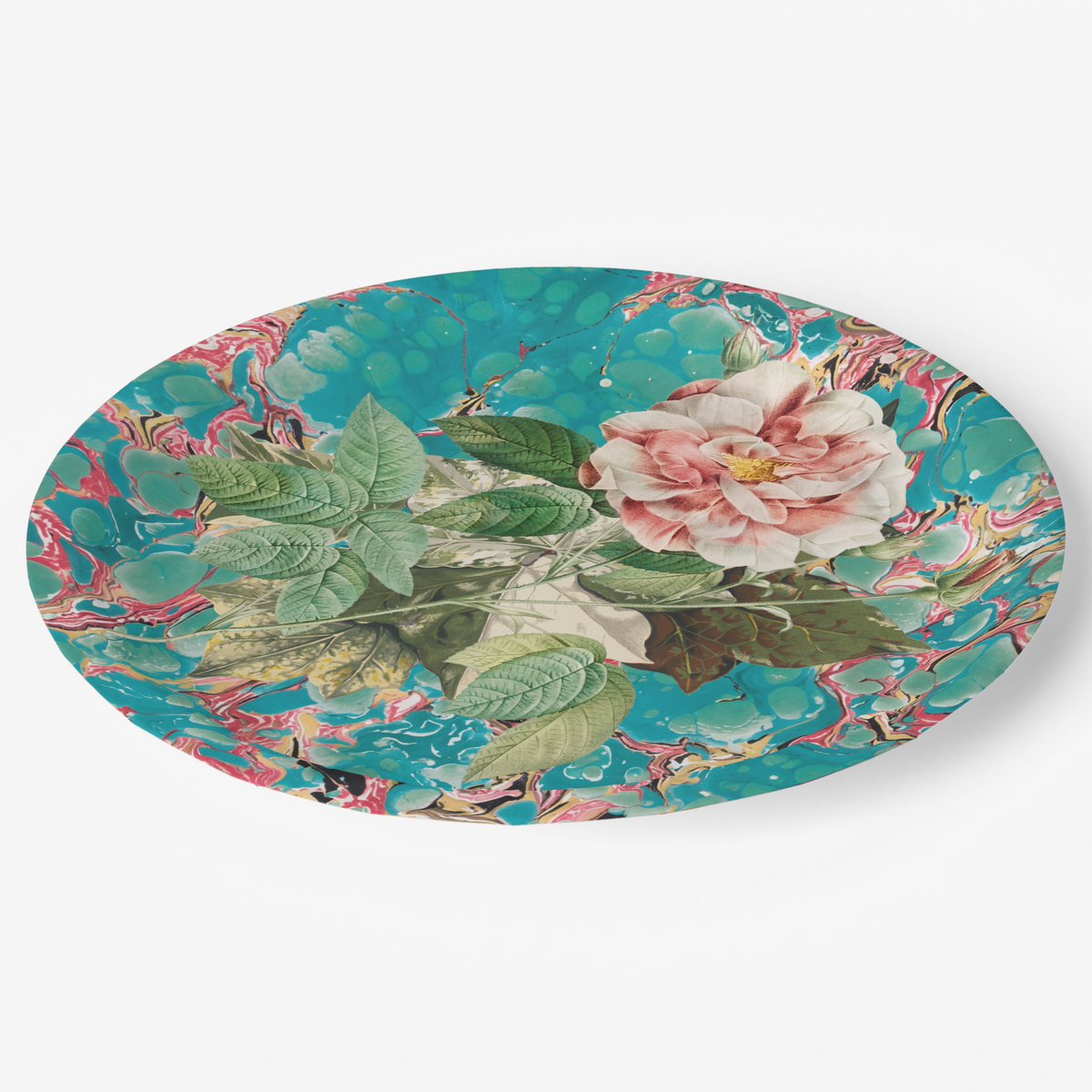 Vintage Voyagers France Aqua Floral Party Plate