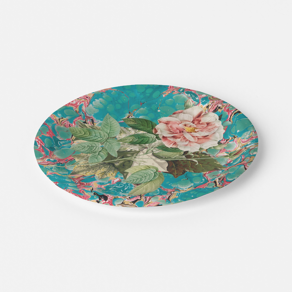 Vintage Voyagers France Aqua Floral Party Plate