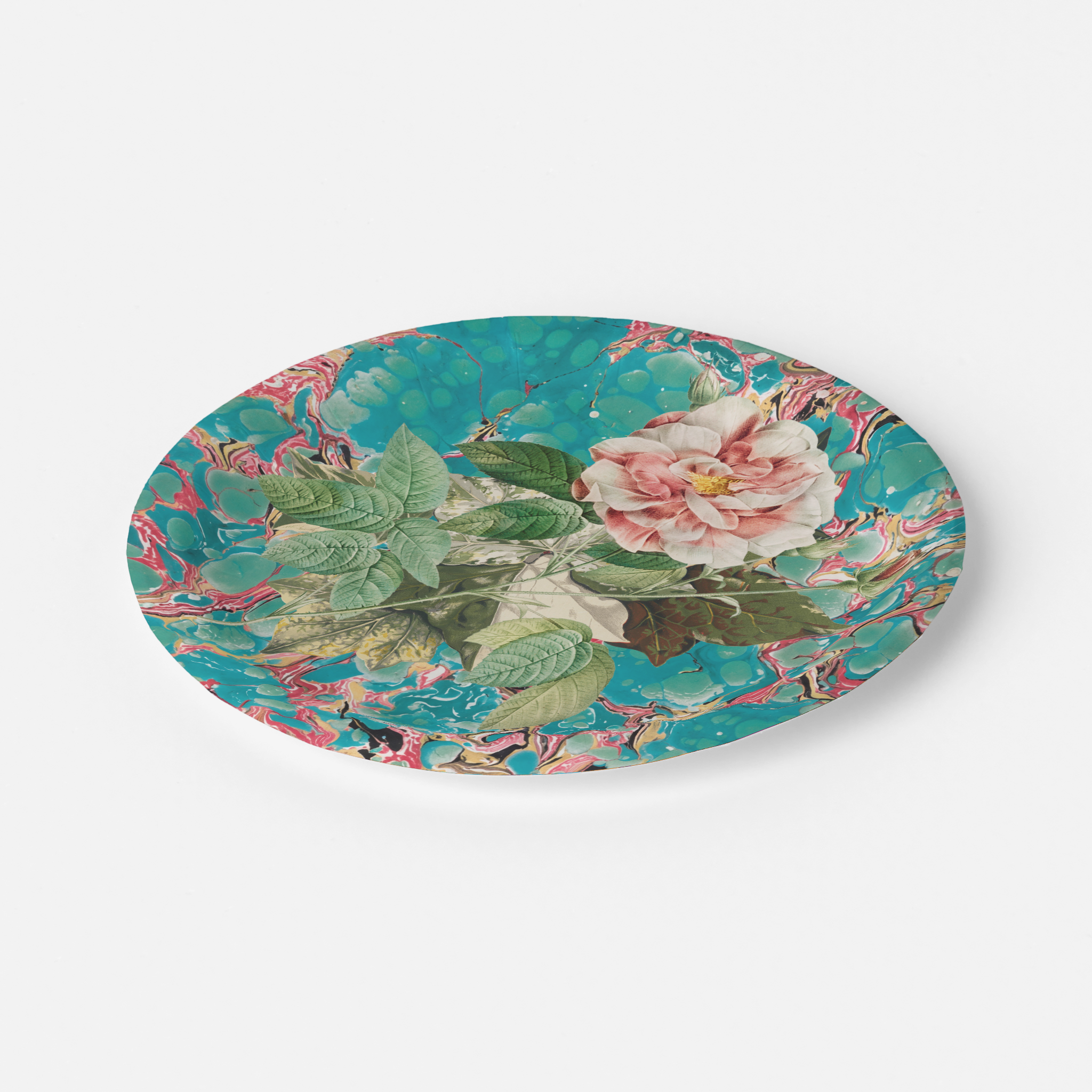 Vintage Voyagers France Aqua Floral Party Plate