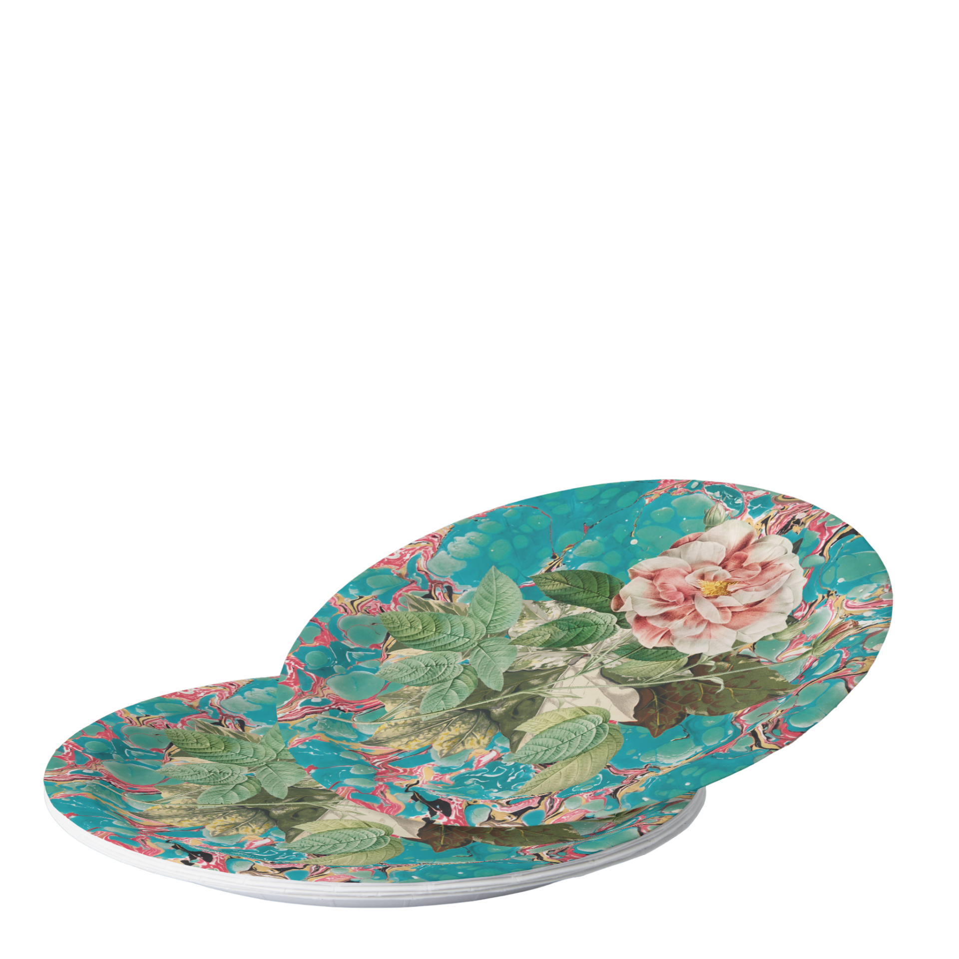 Vintage Voyagers France Aqua Floral Party Plate