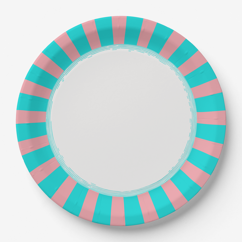 Vintage Voyagers France Party Plates Aqua