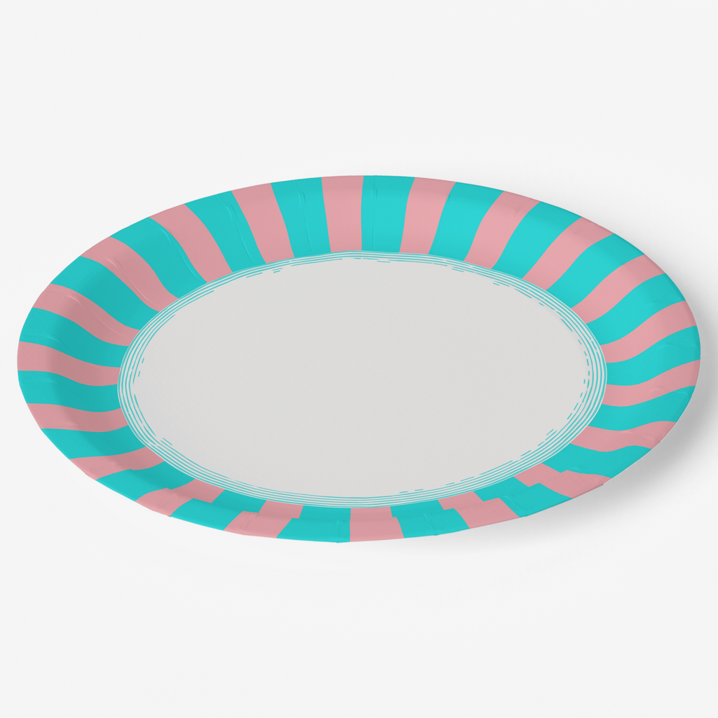 Vintage Voyagers France Party Plates Aqua