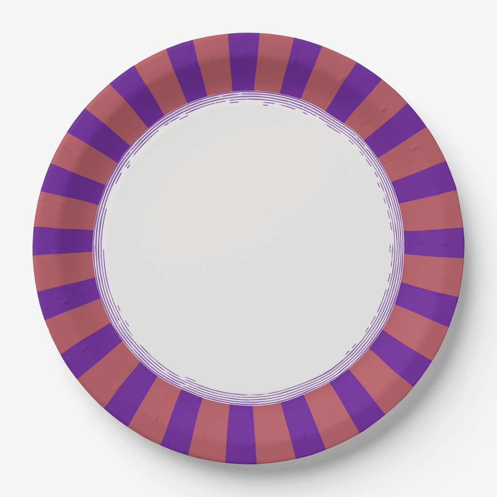 Vintage Voyagers France Aubergine Radial Stripe Plate