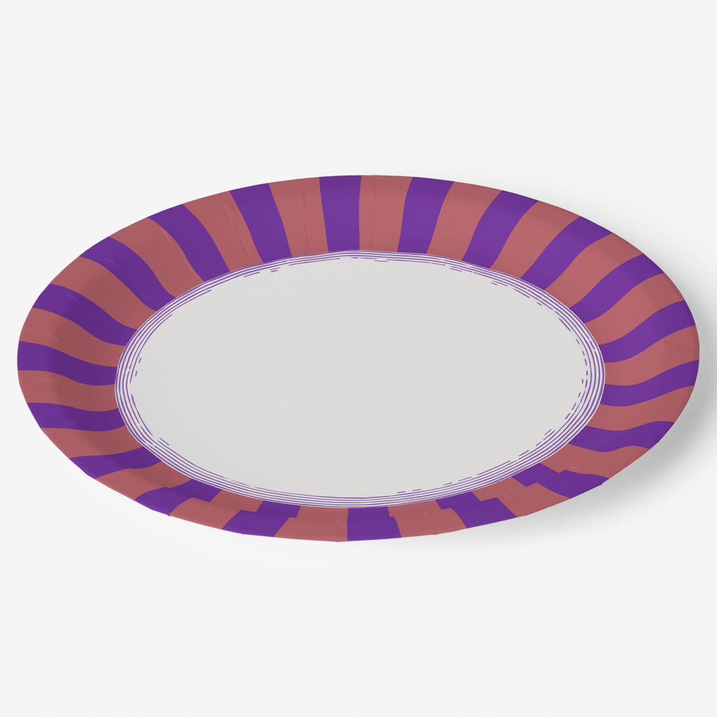 Vintage Voyagers France Aubergine Radial Stripe Plate