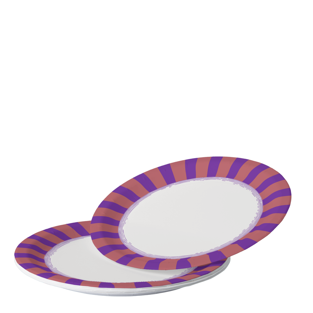 Vintage Voyagers France Aubergine Radial Stripe Plate