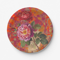 Les Fleurs Crimson botanical floral paper plate