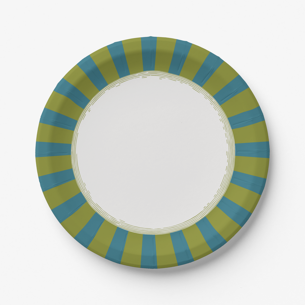 Vintage Voyagers France Les Fleurs Teal Radial Stripe Plate