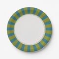 Vintage Voyagers France Les Fleurs Teal Radial Stripe Plate