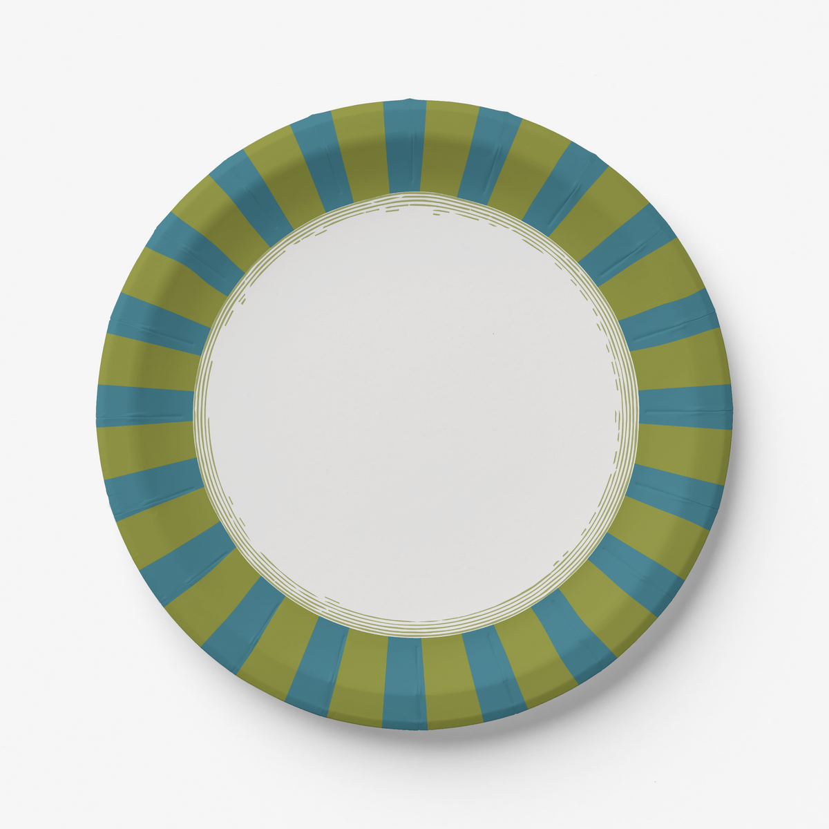 Vintage Voyagers France Les Fleurs Teal Radial Stripe Plate