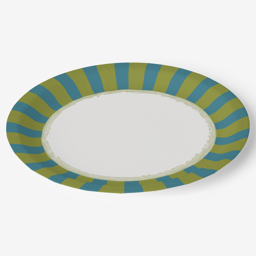 Vintage Voyagers France Les Fleurs Teal Radial Stripe Plate